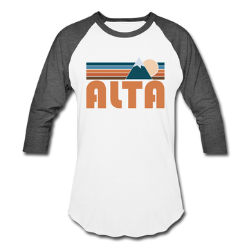 Alta, Utah Baseball T-Shirt - Retro Mountain Unisex Alta Raglan T Shirt - white/charcoal