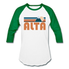 Alta, Utah Baseball T-Shirt - Retro Mountain Unisex Alta Raglan T Shirt - white/kelly green