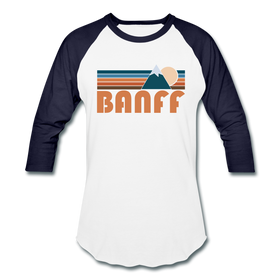 Banff, Canada Baseball T-Shirt - Retro Mountain Unisex Banff Raglan T Shirt - white/navy