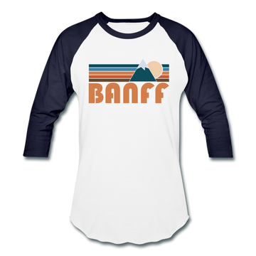 Banff, Canada Baseball T-Shirt - Retro Mountain Unisex Banff Raglan T Shirt - white/navy
