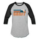 Banff, Canada Baseball T-Shirt - Retro Mountain Unisex Banff Raglan T Shirt - heather gray/black