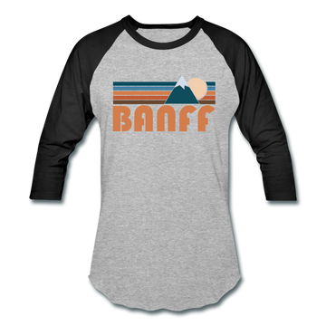 Banff, Canada Baseball T-Shirt - Retro Mountain Unisex Banff Raglan T Shirt - heather gray/black