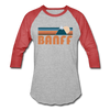 Banff, Canada Baseball T-Shirt - Retro Mountain Unisex Banff Raglan T Shirt - heather gray/red