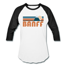 Banff, Canada Baseball T-Shirt - Retro Mountain Unisex Banff Raglan T Shirt - white/black