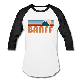 Banff, Canada Baseball T-Shirt - Retro Mountain Unisex Banff Raglan T Shirt - white/black