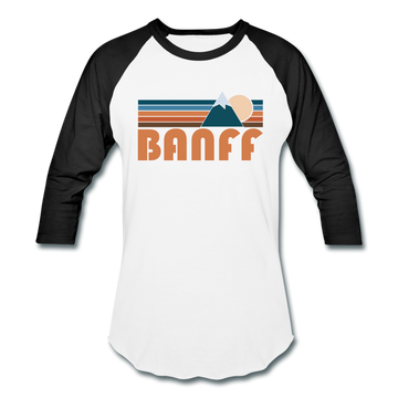 Banff, Canada Baseball T-Shirt - Retro Mountain Unisex Banff Raglan T Shirt - white/black