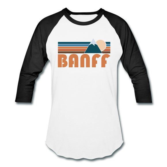 Banff, Canada Baseball T-Shirt - Retro Mountain Unisex Banff Raglan T Shirt - white/black