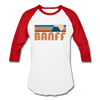 Banff, Canada Baseball T-Shirt - Retro Mountain Unisex Banff Raglan T Shirt - white/red