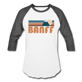 Banff, Canada Baseball T-Shirt - Retro Mountain Unisex Banff Raglan T Shirt - white/charcoal