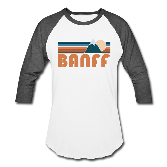 Banff, Canada Baseball T-Shirt - Retro Mountain Unisex Banff Raglan T Shirt - white/charcoal