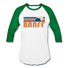 Banff, Canada Baseball T-Shirt - Retro Mountain Unisex Banff Raglan T Shirt - white/kelly green