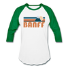 Banff, Canada Baseball T-Shirt - Retro Mountain Unisex Banff Raglan T Shirt - white/kelly green