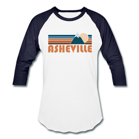 Asheville, North Carolina Baseball T-Shirt - Retro Mountain Unisex Asheville Raglan T Shirt - white/navy