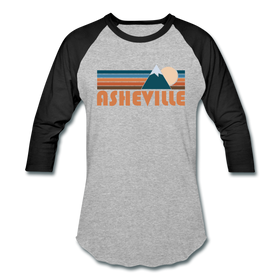 Asheville, North Carolina Baseball T-Shirt - Retro Mountain Unisex Asheville Raglan T Shirt - heather gray/black