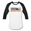 Asheville, North Carolina Baseball T-Shirt - Retro Mountain Unisex Asheville Raglan T Shirt - white/black