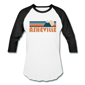 Asheville, North Carolina Baseball T-Shirt - Retro Mountain Unisex Asheville Raglan T Shirt - white/black