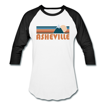 Asheville, North Carolina Baseball T-Shirt - Retro Mountain Unisex Asheville Raglan T Shirt - white/black