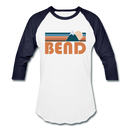 Bend, Oregon Baseball T-Shirt - Retro Mountain Unisex Bend Raglan T Shirt - white/navy