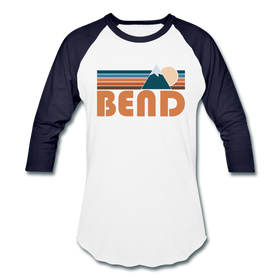 Bend, Oregon Baseball T-Shirt - Retro Mountain Unisex Bend Raglan T Shirt - white/navy