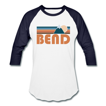 Bend, Oregon Baseball T-Shirt - Retro Mountain Unisex Bend Raglan T Shirt - white/navy