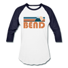 Bend, Oregon Baseball T-Shirt - Retro Mountain Unisex Bend Raglan T Shirt - white/navy