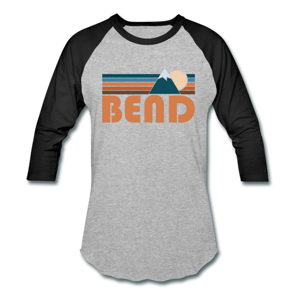 Bend, Oregon Baseball T-Shirt - Retro Mountain Unisex Bend Raglan T Shirt - heather gray/black