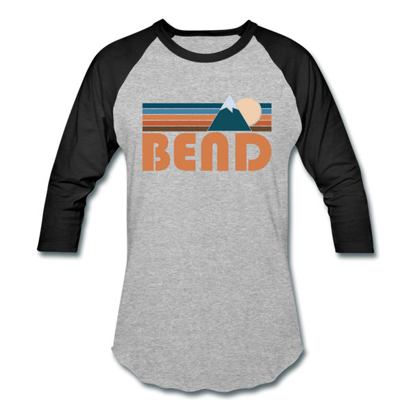 Bend, Oregon Baseball T-Shirt - Retro Mountain Unisex Bend Raglan T Shirt - heather gray/black