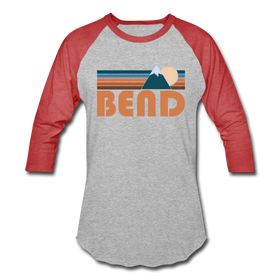 Bend, Oregon Baseball T-Shirt - Retro Mountain Unisex Bend Raglan T Shirt - heather gray/red