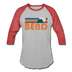 Bend, Oregon Baseball T-Shirt - Retro Mountain Unisex Bend Raglan T Shirt - heather gray/red