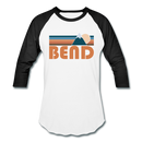 Bend, Oregon Baseball T-Shirt - Retro Mountain Unisex Bend Raglan T Shirt - white/black