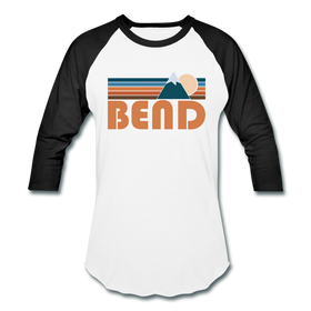 Bend, Oregon Baseball T-Shirt - Retro Mountain Unisex Bend Raglan T Shirt - white/black