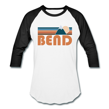 Bend, Oregon Baseball T-Shirt - Retro Mountain Unisex Bend Raglan T Shirt - white/black