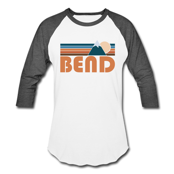 Bend, Oregon Baseball T-Shirt - Retro Mountain Unisex Bend Raglan T Shirt - white/charcoal