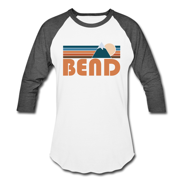 Bend, Oregon Baseball T-Shirt - Retro Mountain Unisex Bend Raglan T Shirt - white/charcoal