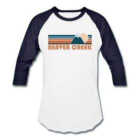 Beaver Creek, Colorado Baseball T-Shirt - Retro Mountain Unisex Beaver Creek Raglan T Shirt - white/navy