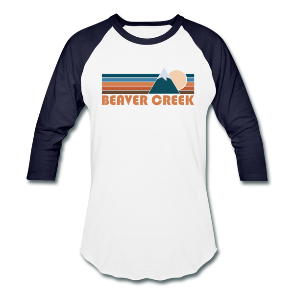 Beaver Creek, Colorado Baseball T-Shirt - Retro Mountain Unisex Beaver Creek Raglan T Shirt - white/navy