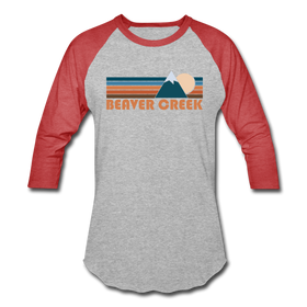 Beaver Creek, Colorado Baseball T-Shirt - Retro Mountain Unisex Beaver Creek Raglan T Shirt - heather gray/red