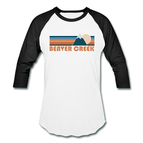 Beaver Creek, Colorado Baseball T-Shirt - Retro Mountain Unisex Beaver Creek Raglan T Shirt - white/black