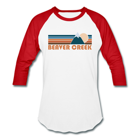 Beaver Creek, Colorado Baseball T-Shirt - Retro Mountain Unisex Beaver Creek Raglan T Shirt - white/red