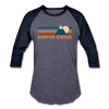 Beaver Creek, Colorado Baseball T-Shirt - Retro Mountain Unisex Beaver Creek Raglan T Shirt - heather blue/navy