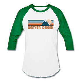 Beaver Creek, Colorado Baseball T-Shirt - Retro Mountain Unisex Beaver Creek Raglan T Shirt - white/kelly green