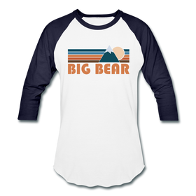 Big Bear, California Baseball T-Shirt - Retro Mountain Unisex Big Bear Raglan T Shirt - white/navy