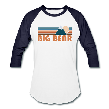 Big Bear, California Baseball T-Shirt - Retro Mountain Unisex Big Bear Raglan T Shirt - white/navy