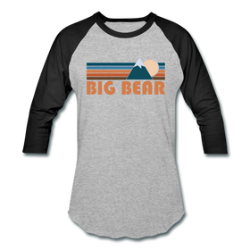 Big Bear, California Baseball T-Shirt - Retro Mountain Unisex Big Bear Raglan T Shirt - heather gray/black