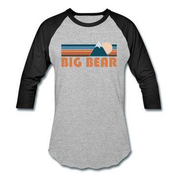 Big Bear, California Baseball T-Shirt - Retro Mountain Unisex Big Bear Raglan T Shirt - heather gray/black