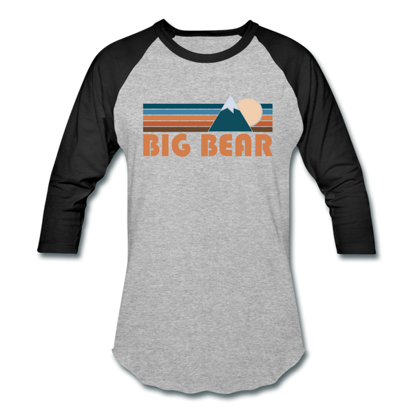 Big Bear, California Baseball T-Shirt - Retro Mountain Unisex Big Bear Raglan T Shirt - heather gray/black