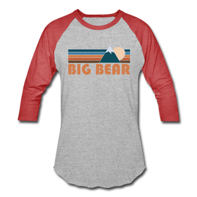Big Bear, California Baseball T-Shirt - Retro Mountain Unisex Big Bear Raglan T Shirt - heather gray/red