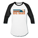 Big Bear, California Baseball T-Shirt - Retro Mountain Unisex Big Bear Raglan T Shirt - white/black