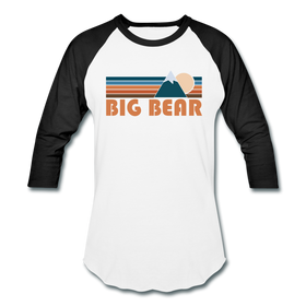 Big Bear, California Baseball T-Shirt - Retro Mountain Unisex Big Bear Raglan T Shirt - white/black