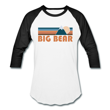 Big Bear, California Baseball T-Shirt - Retro Mountain Unisex Big Bear Raglan T Shirt - white/black
